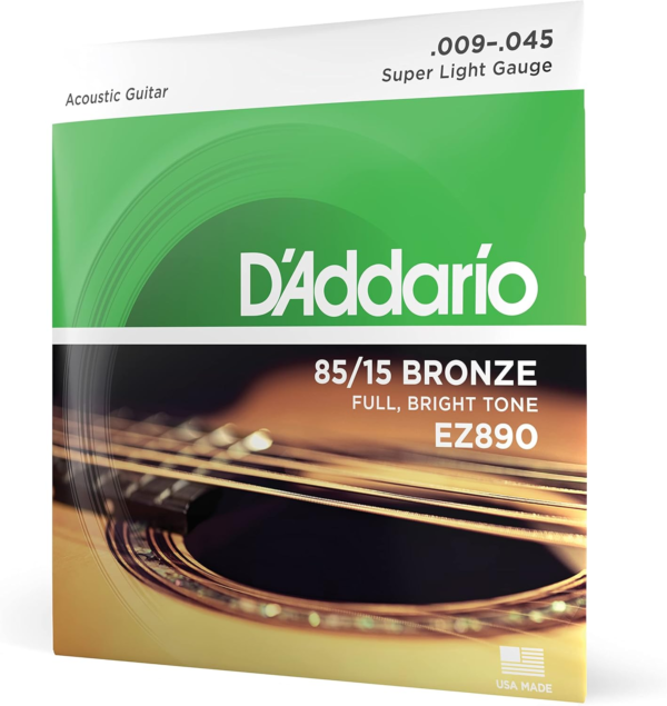 D'Addario EZ890 85/15 Bronze Acoustic Guitar Strings - Super Light (9-45)