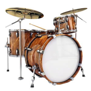 Compact 3-Piece Acoustic Drum Set - Natural Wood Finish