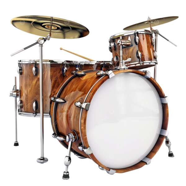 Compact 3-Piece Acoustic Drum Set - Natural Wood Finish